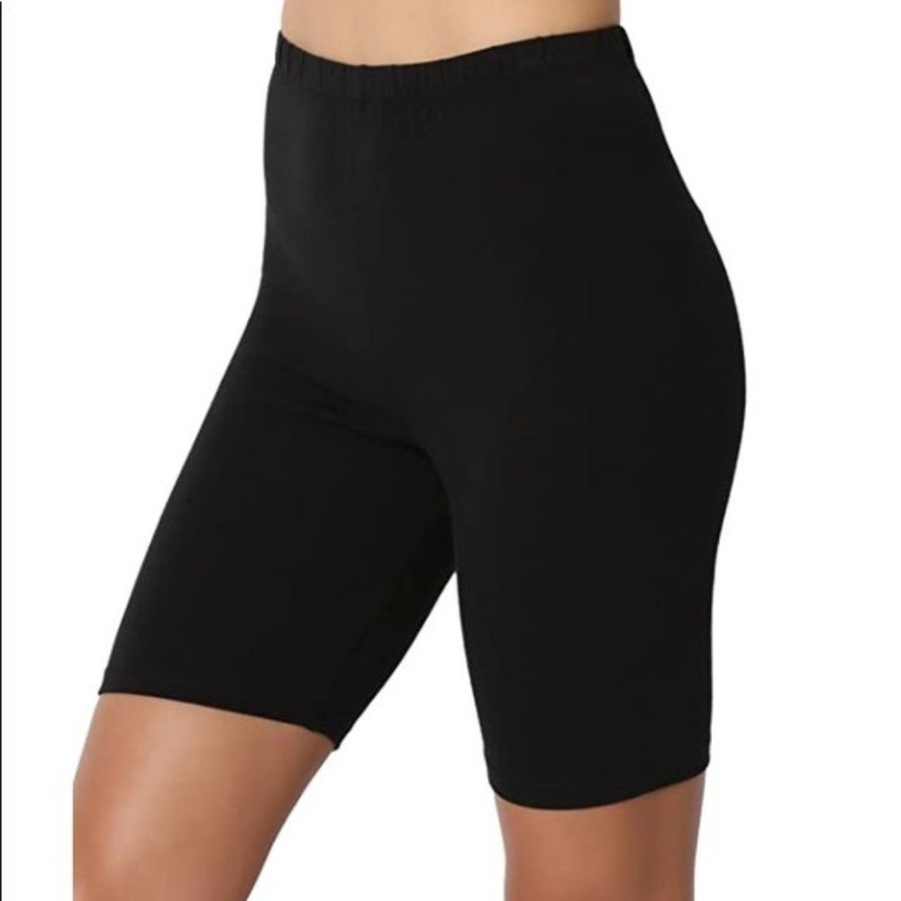2pk Women Black Cotton Bike Short Leggings-7"